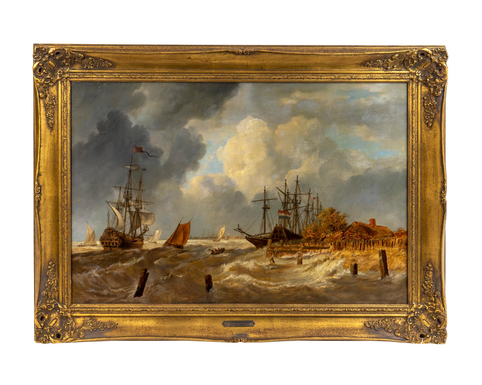Harbor Under a Looming Storm