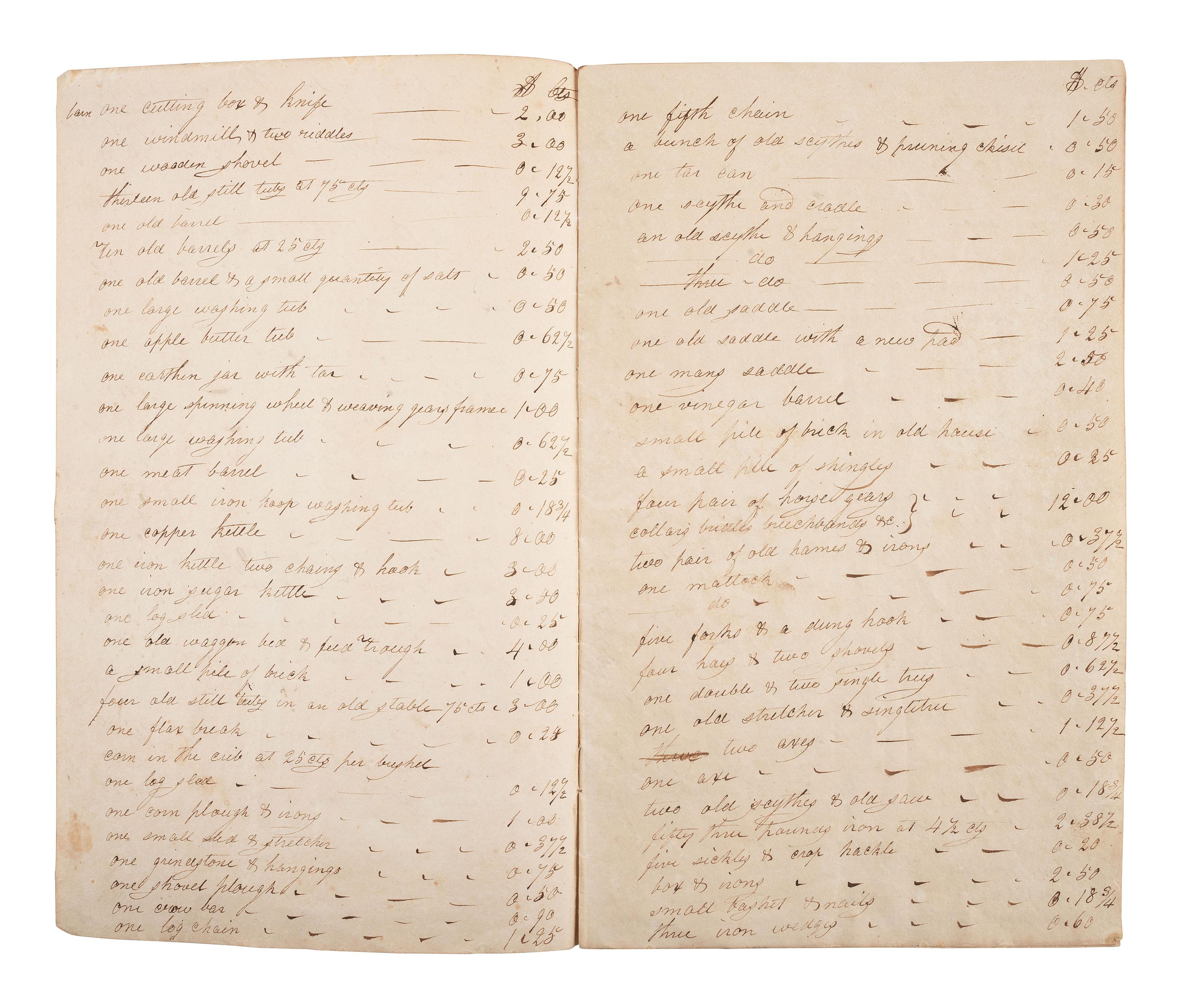 [AFRICAN AMERICANA]. Bill of property listing "one black servant boy about 19 years."