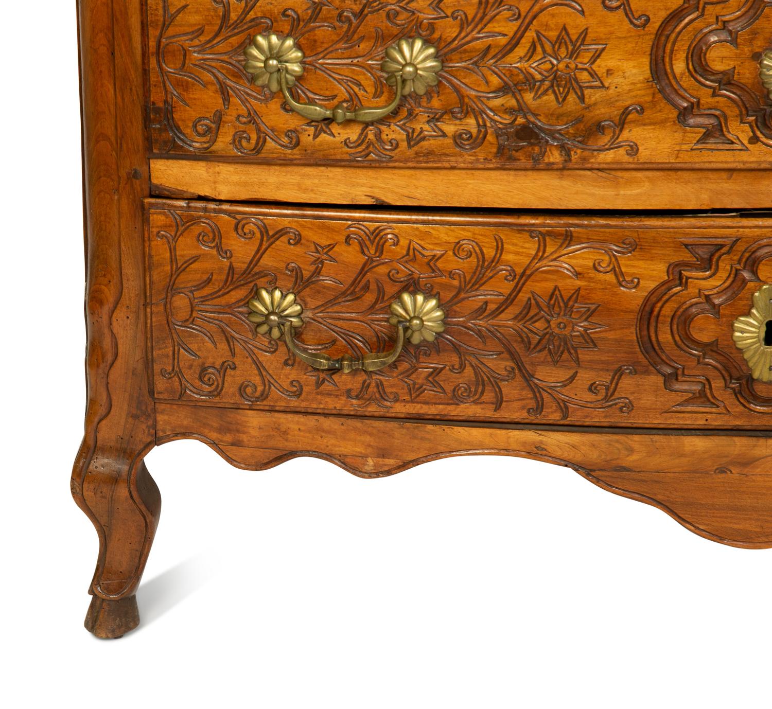 A Régence Fruitwood Bow-Front Commode