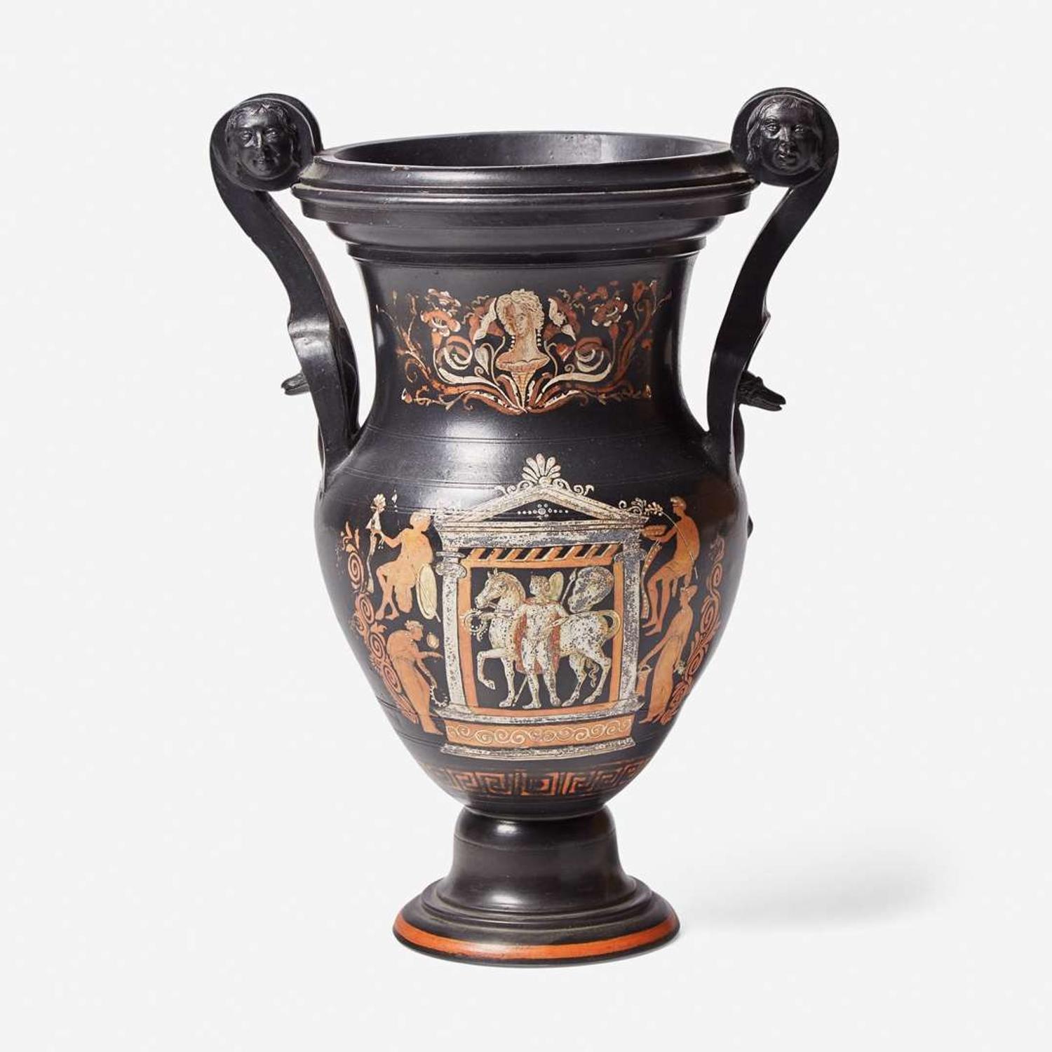A Wedgwood Encaustic-Decorated Black Basalt Hamilton Vase UK, 1790s