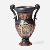 A Wedgwood Encaustic-Decorated Black Basalt Hamilton Vase UK, 1790s