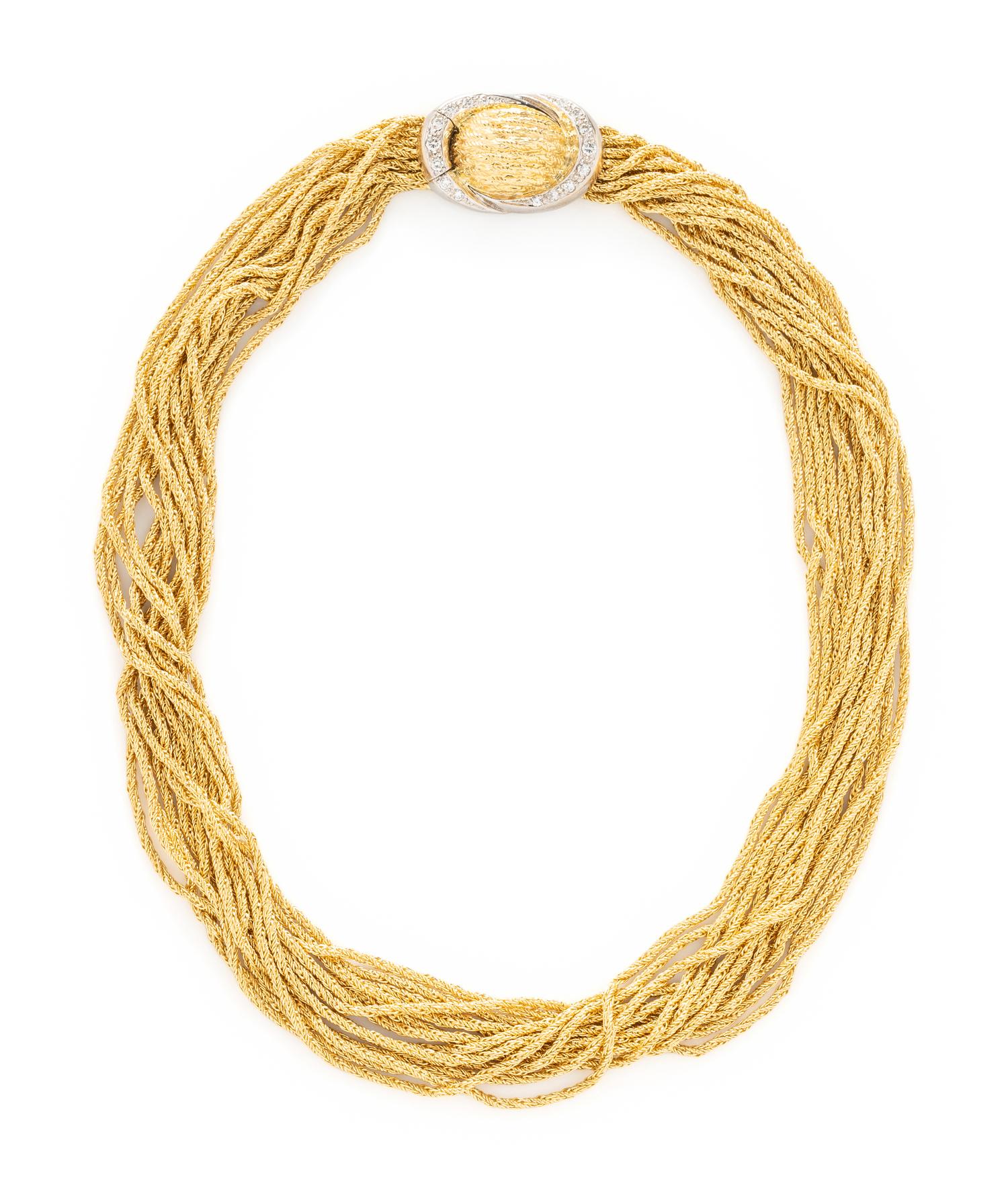 BICOLOR GOLD AND DIAMOND TORSADE NECKLACE