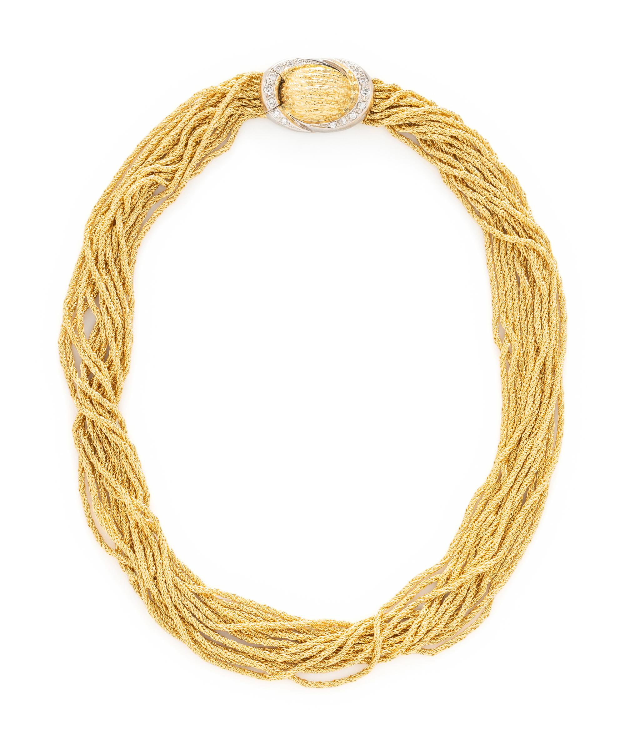 BICOLOR GOLD AND DIAMOND TORSADE NECKLACE