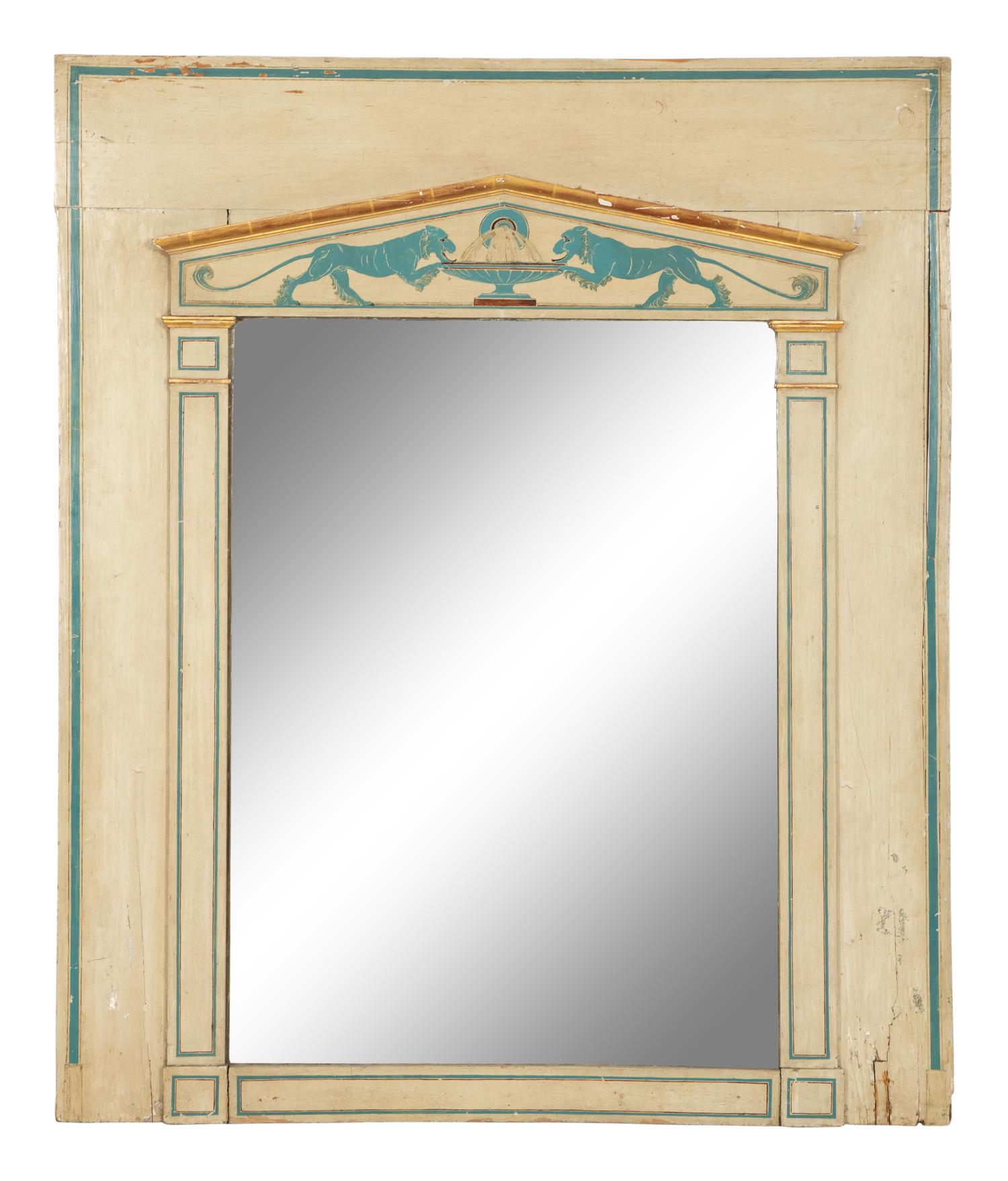 A Northern European Neoclassical Painted Overmantel Mirror