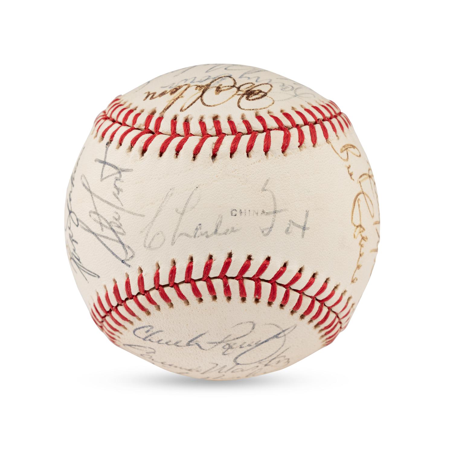 A 1982 Chicago Cubs Team Signed Autograph Baseball (Including Early Career Ryne Sandberg Signature)