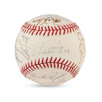 A 1982 Chicago Cubs Team Signed Autograph Baseball (Including Early Career Ryne Sandberg Signature)