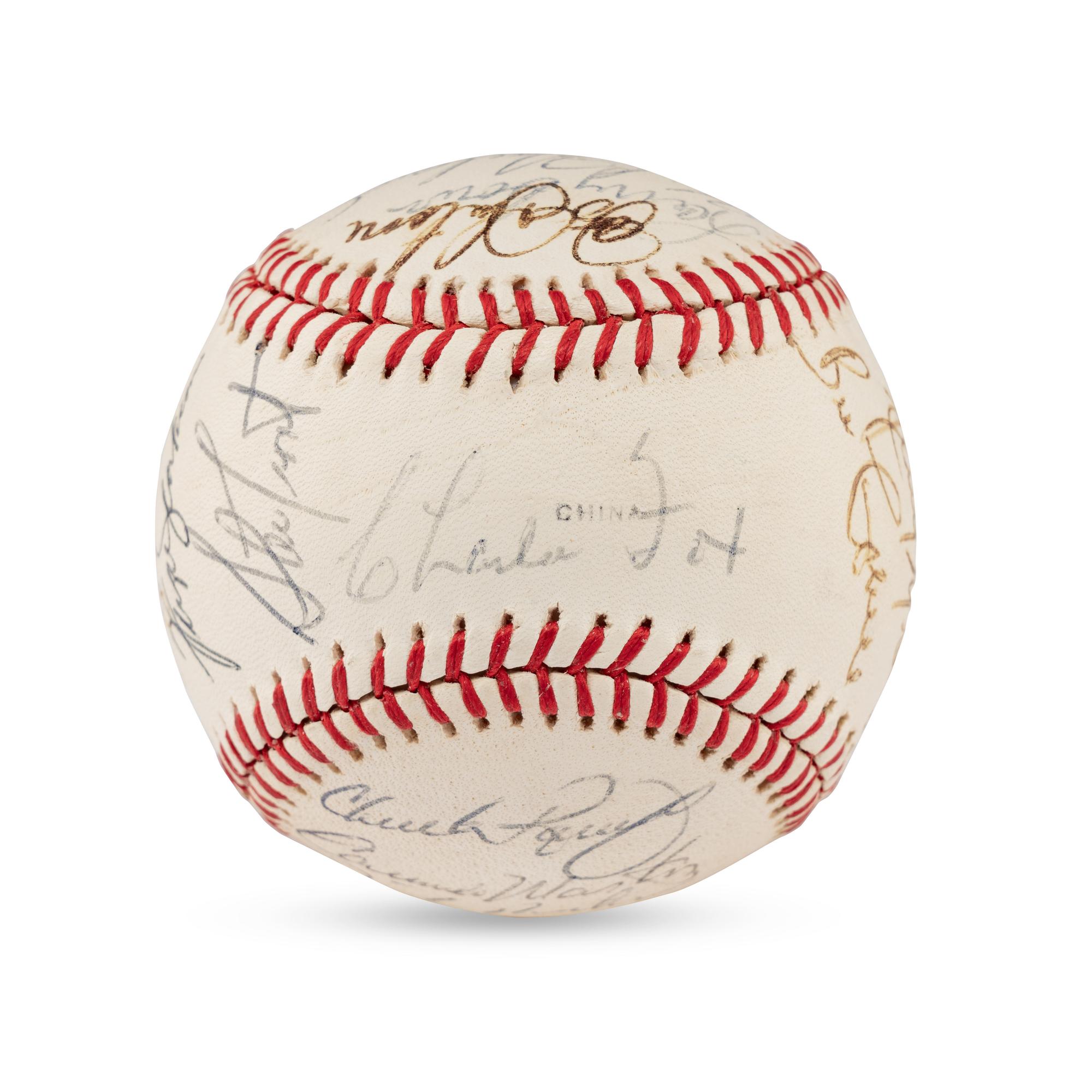 A 1982 Chicago Cubs Team Signed Autograph Baseball (Including Early Career Ryne Sandberg Signature)