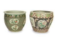 Two Chinese Export Famille Rose Porcelain Fishbowls
