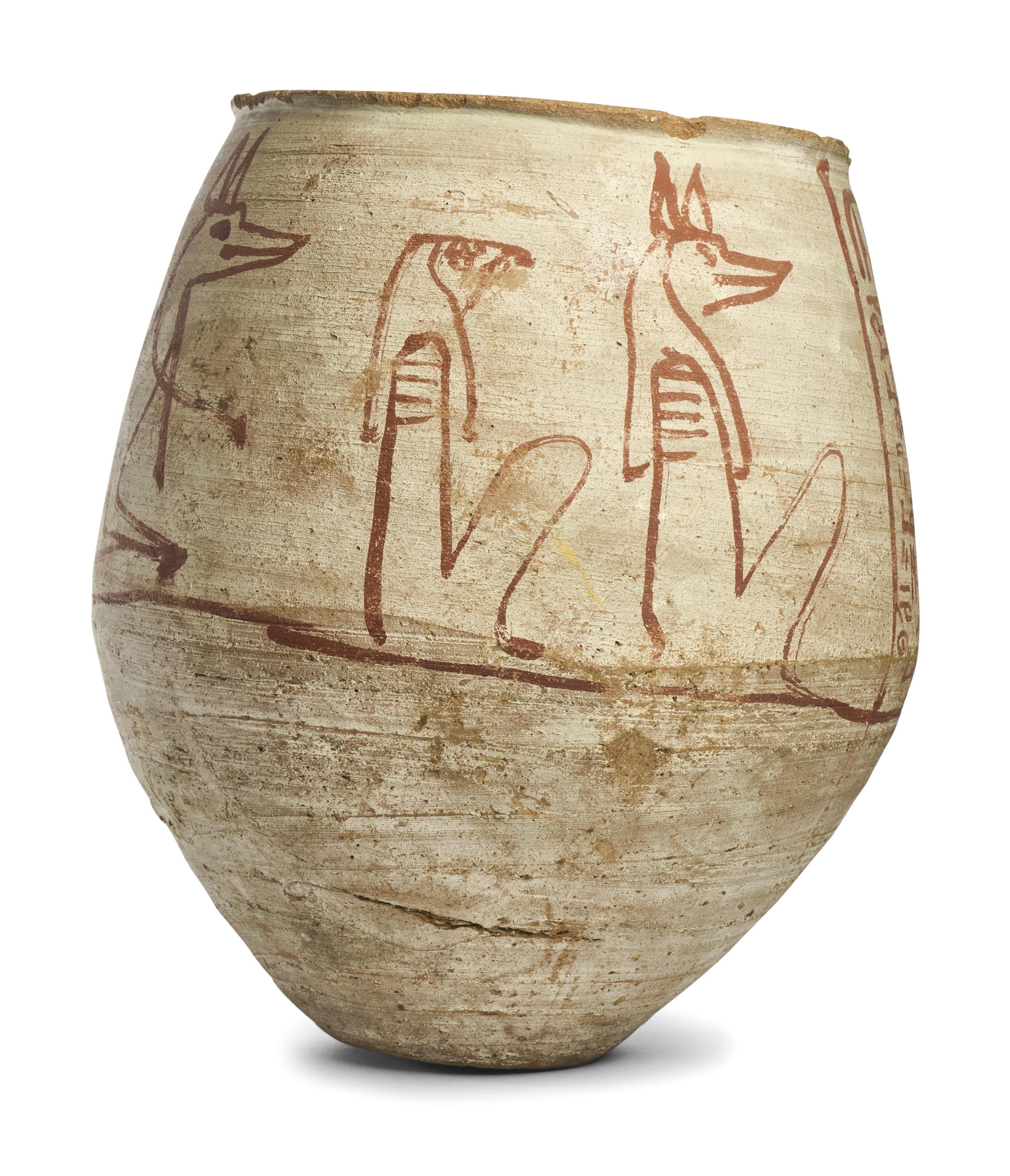 An Egyptian-Style Polychrome Canopic Jar