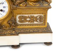A Louis XV Style Gilt Bronze and Marble Mantel Clock