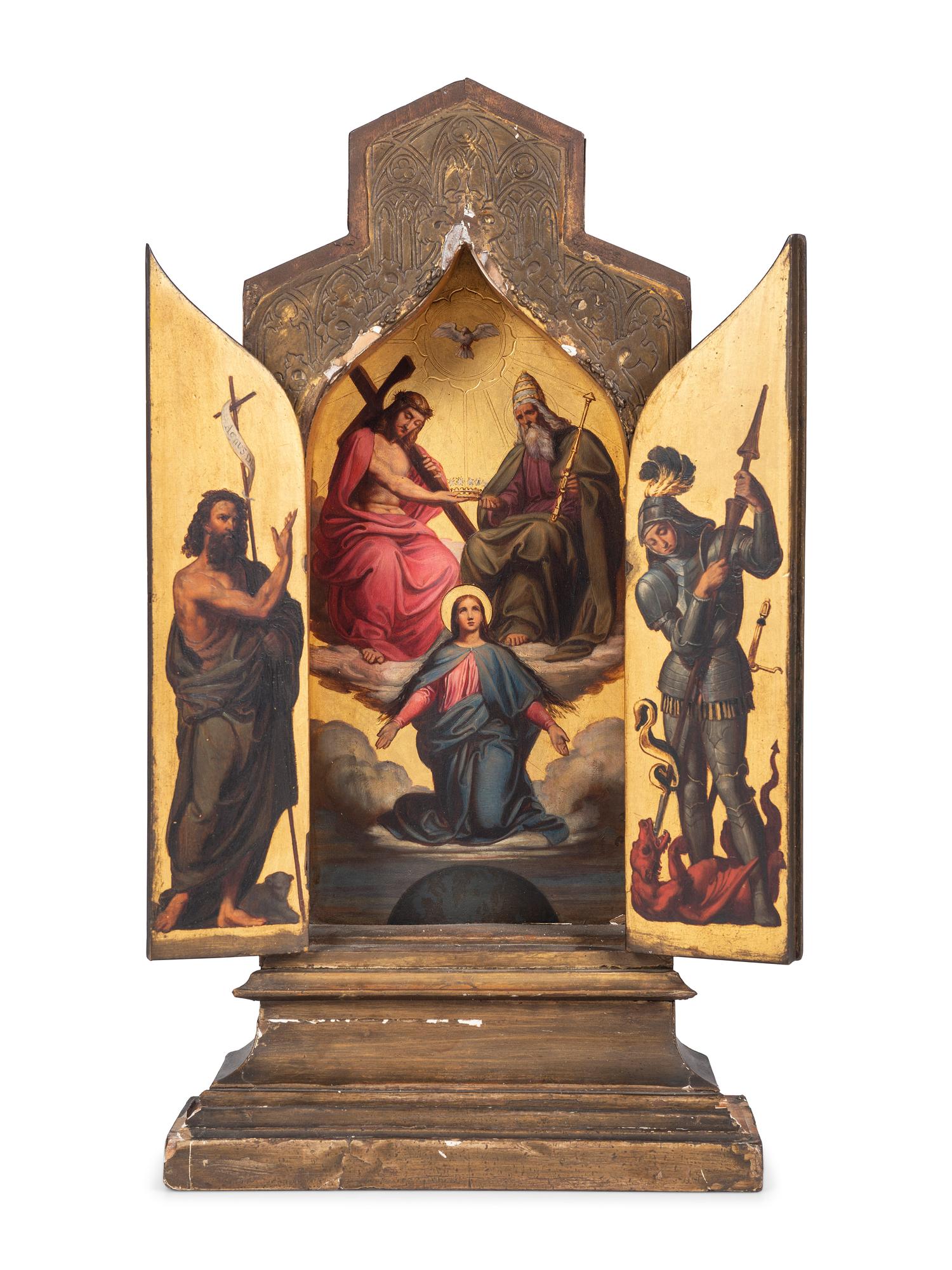 Five Gilt and Painted Wood Triptychs