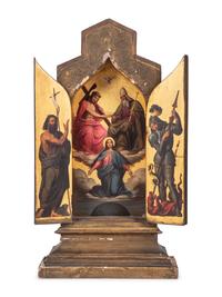 Five Gilt and Painted Wood Triptychs