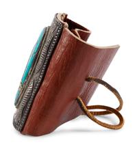 Navajo Stamped Silver and Turquoise Ketoh, with Repousse Accents