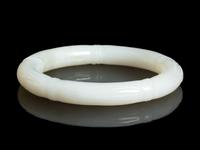 A Chinese White Jade 'Bamboo' Bangle