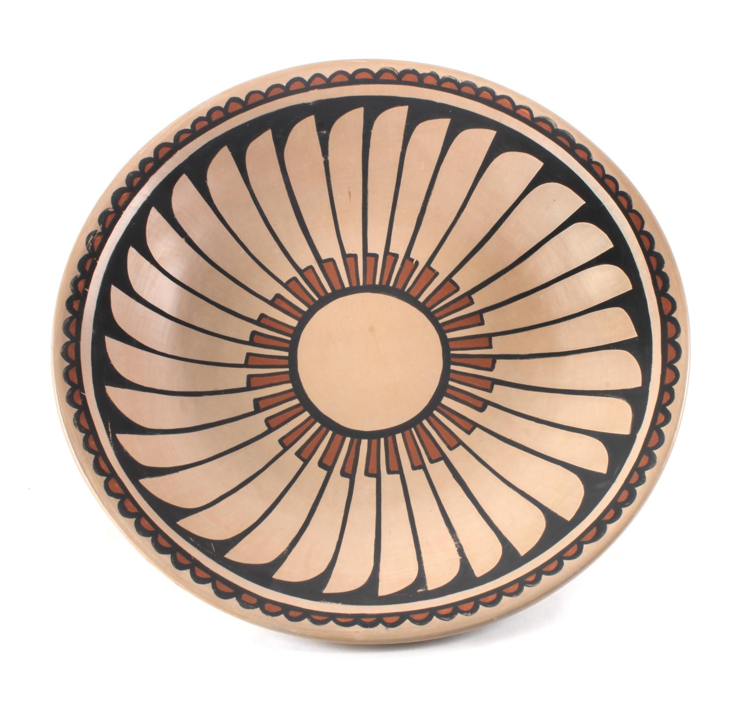 Carlos Sunrise Dunlap (San Ildefonso, 1958-1981) Polychrome Plate Diameter 15 1/4 inches