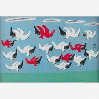 Clementine Hunter (c. 1886-1988) Good Angels and Bad Angels, dated "1971"