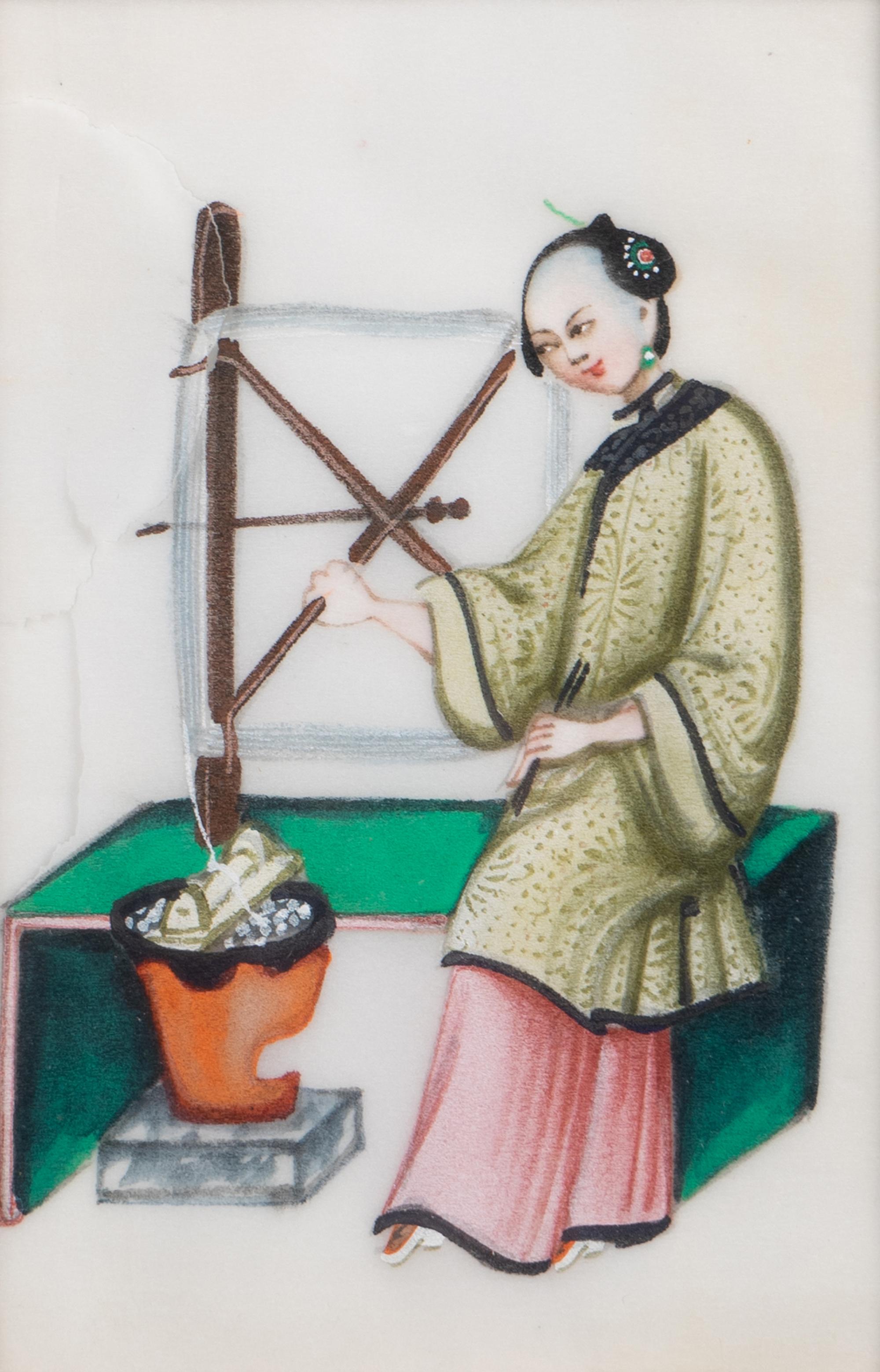 A Set of Twelve Chinese Export Pith Paintings — 19TH/20TH CENTURY