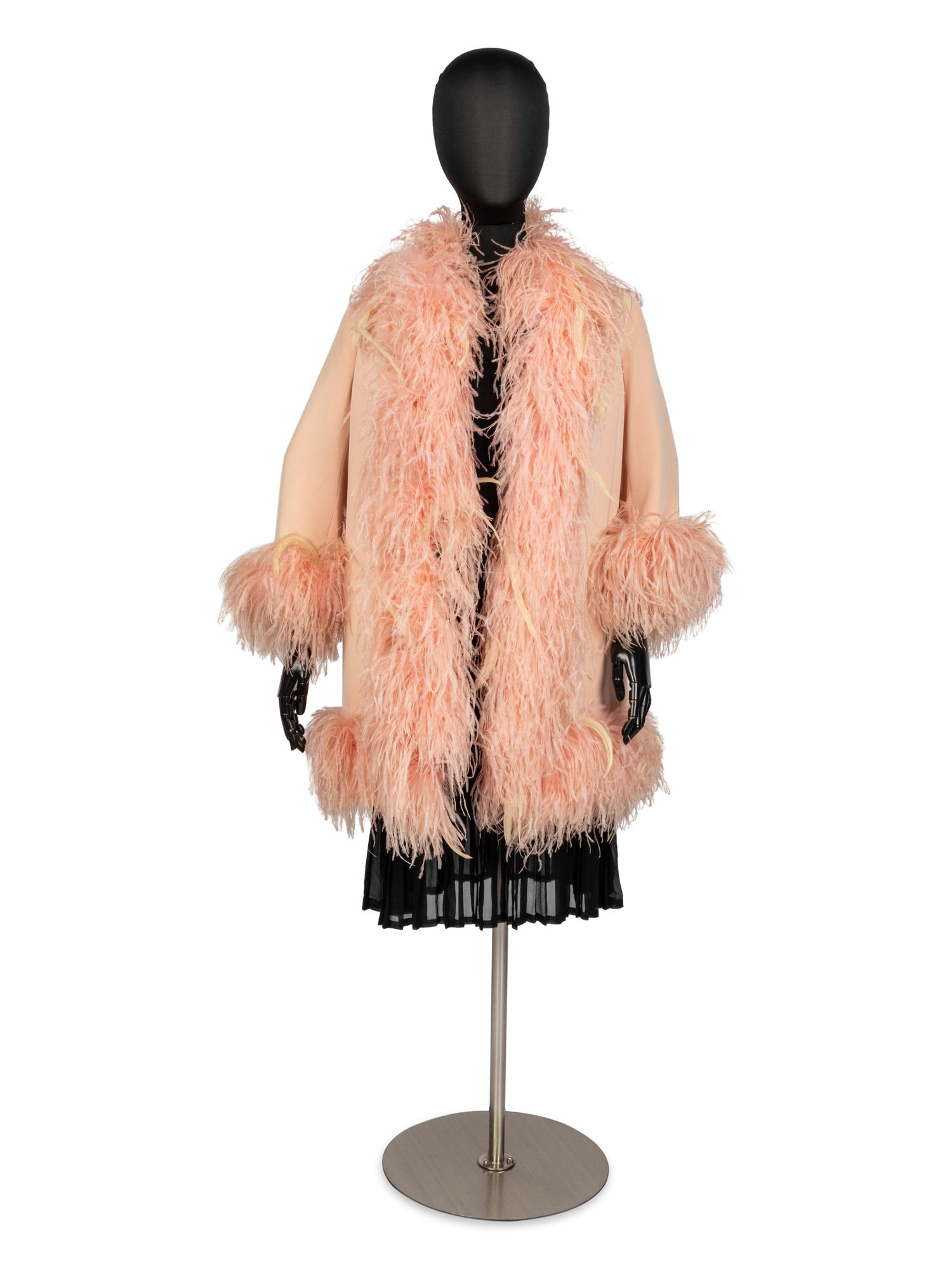 Bill Blass for Maurice Rentner Pink Ostrich Feather Coat, 1960s