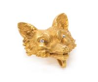 An Antique Yellow Gold and Diamond Fox Pendant Brooch, Whiteside & Blank, 5.10 dwts.