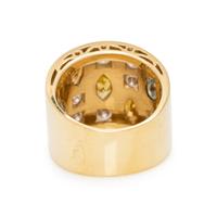 YELLOW GOLD, DIAMOND, AND COLORED DIAMOND RING