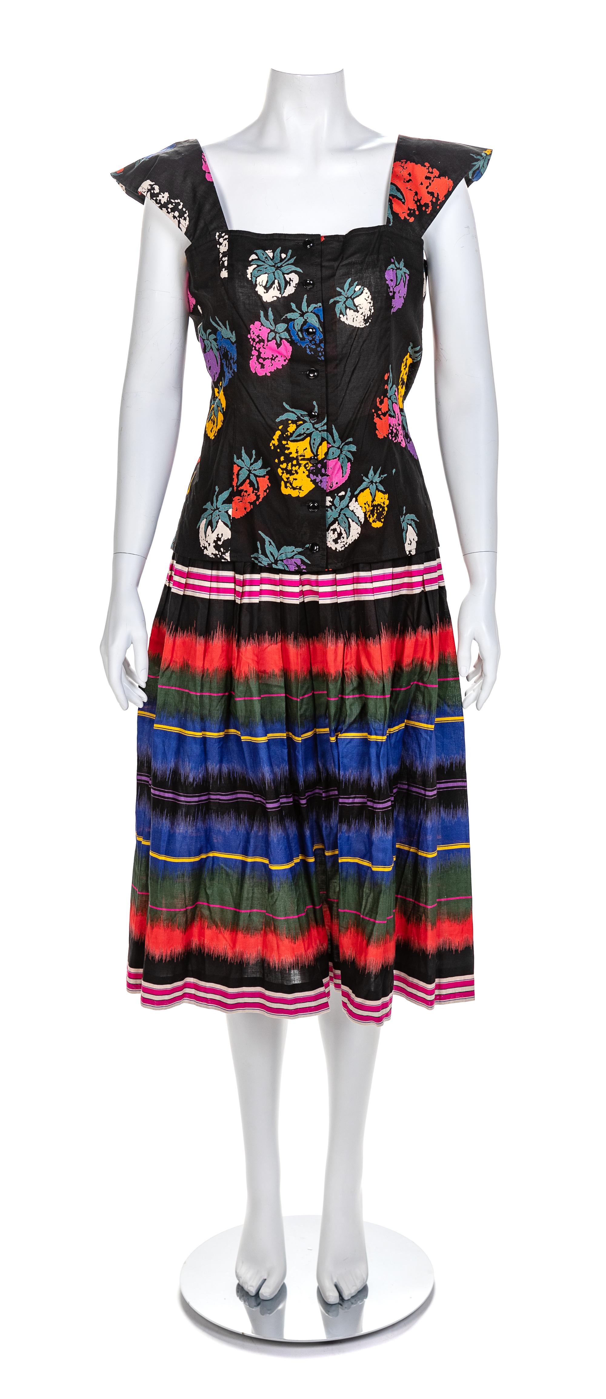 Emanuel Ungaro Multicolored Three Piece Ensemble, 1980s Top and skirt size: 10