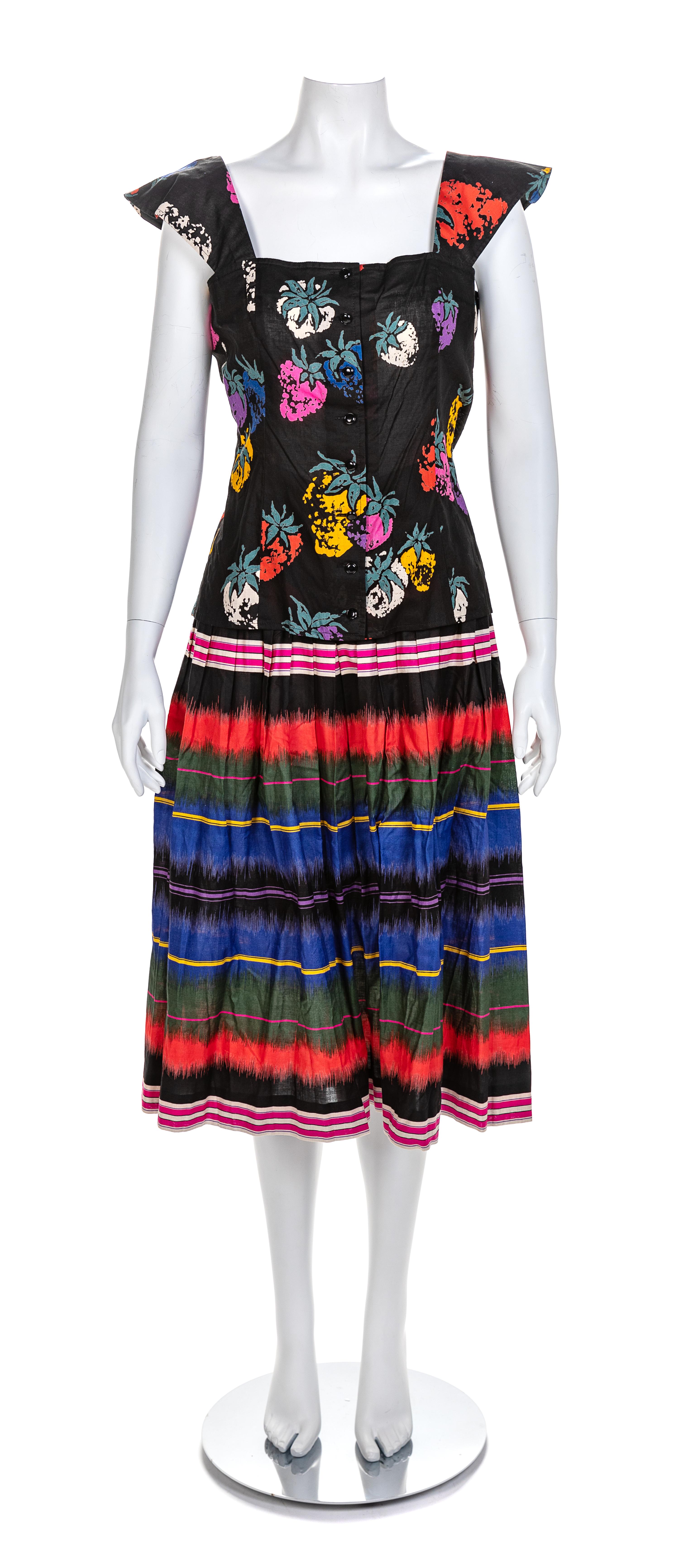 Emanuel Ungaro Multicolored Three Piece Ensemble, 1980s Top and skirt size: 10