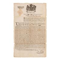 [Taxation - Massachusetts Bay]. Partly printed broadside signed ("J. Taylor") to Thomas Prentice, [Boston: Bartholomew Green and John Allen], 3 September 1706.