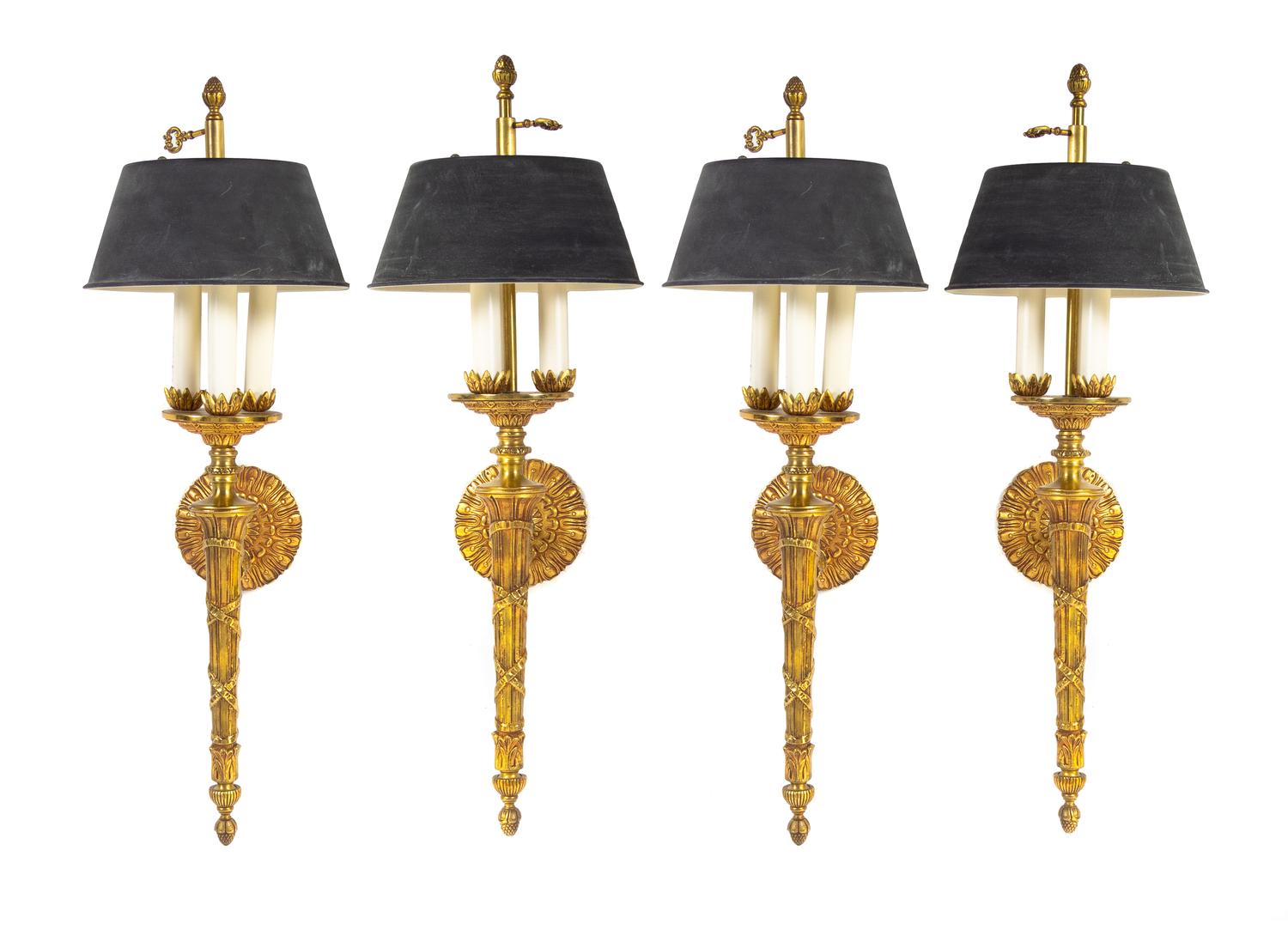 A Set of Four Gilt Bronze Sconces