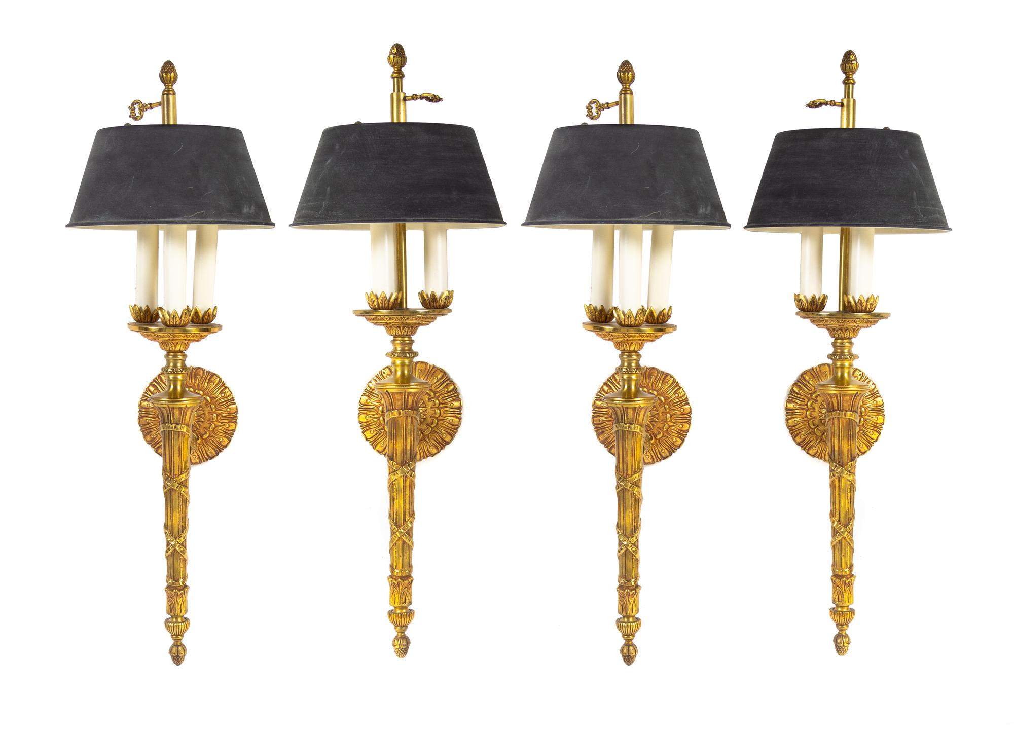 A Set of Four Gilt Bronze Sconces