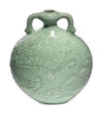 A Chinese Celadon Glazed Porcelain Moon Flask