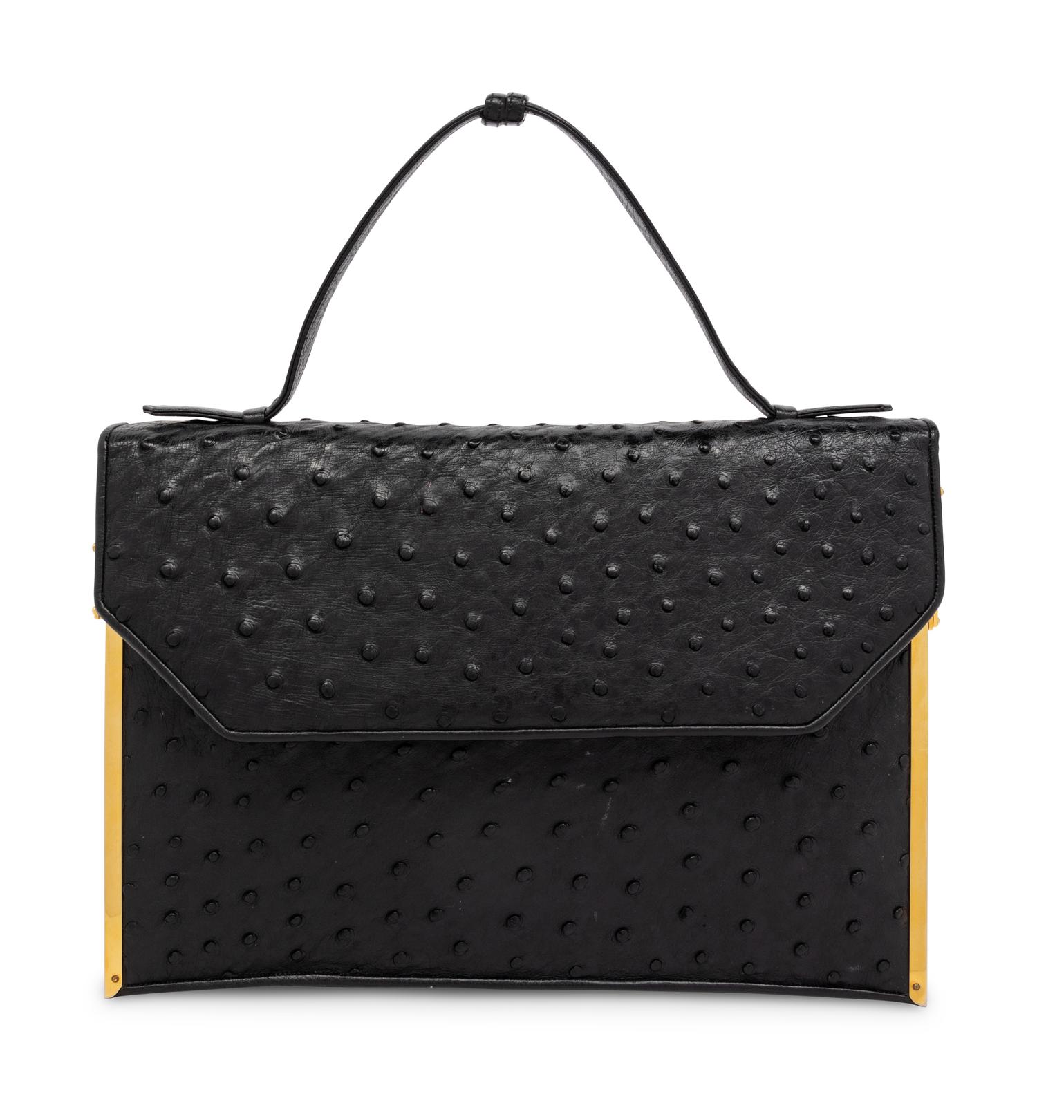 Judith Leiber Ostrich Accordion Handbag, 1980-90s
