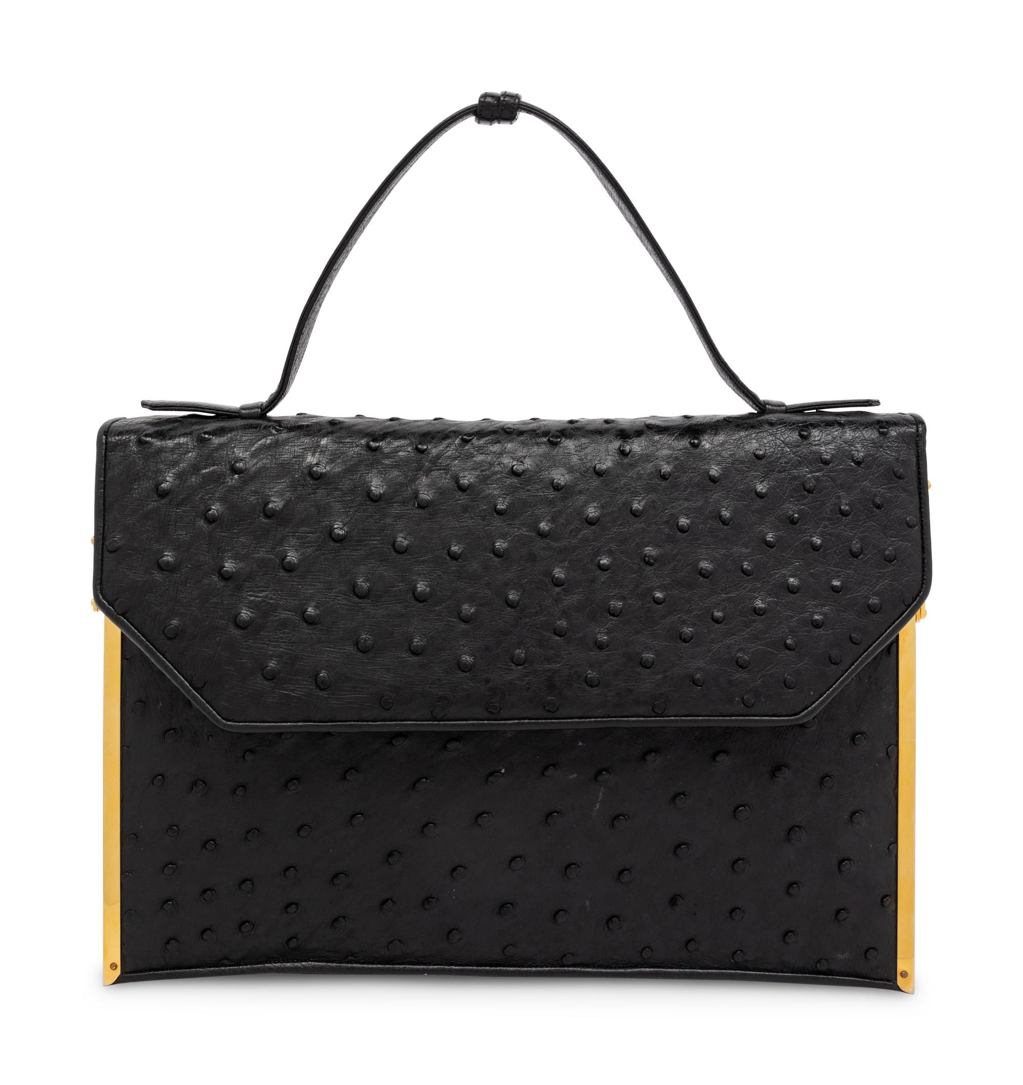 Judith Leiber Ostrich Accordion Handbag, 1980-90s