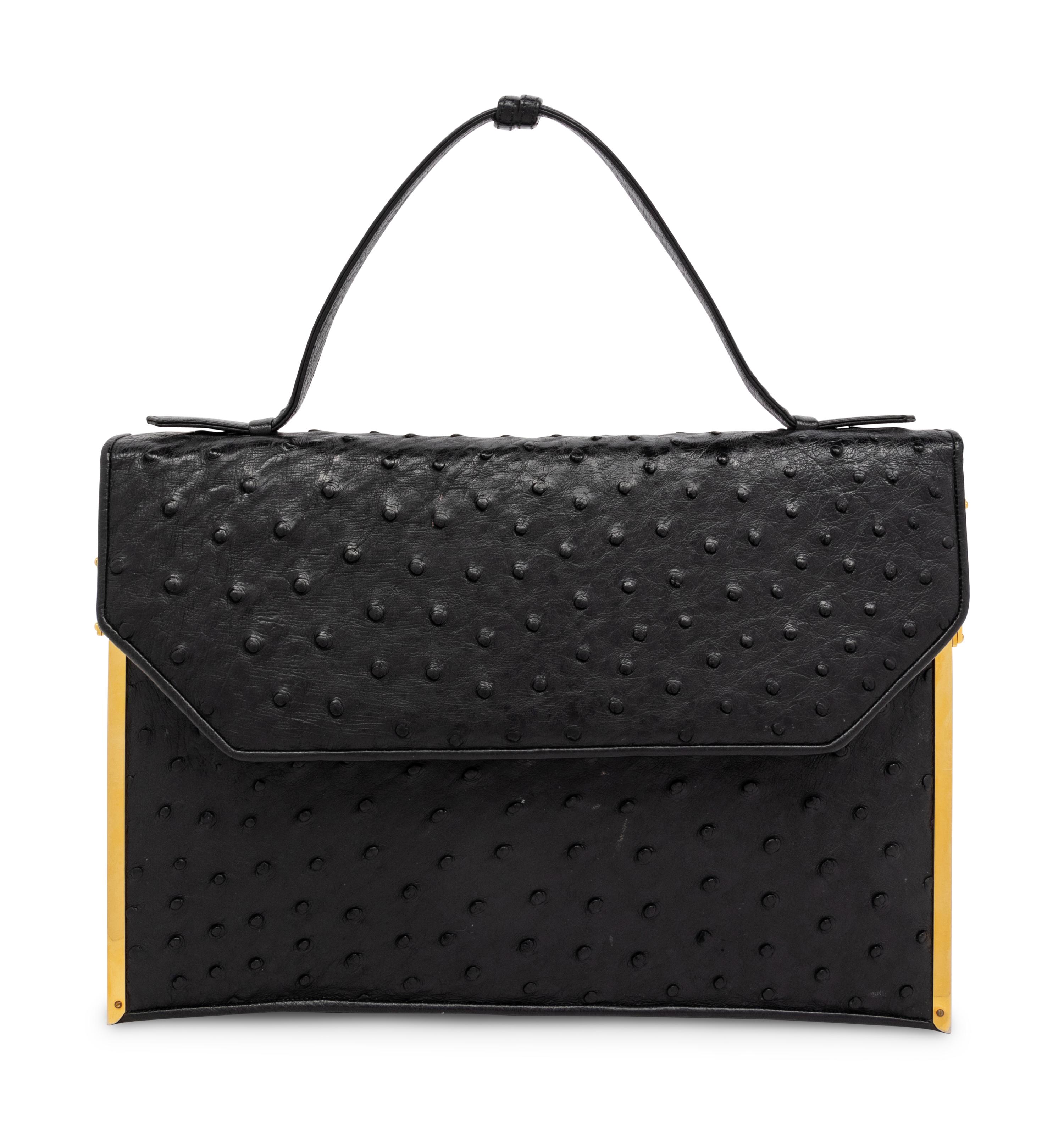 Judith Leiber Ostrich Accordion Handbag, 1980-90s