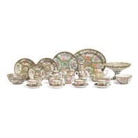 A Group of Twenty-Five Chinese Export Porcelain Rose Medallion Tablewares