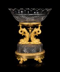A Louis Philippe Gilt Bronze and Cut Glass Centerpiece Bowl