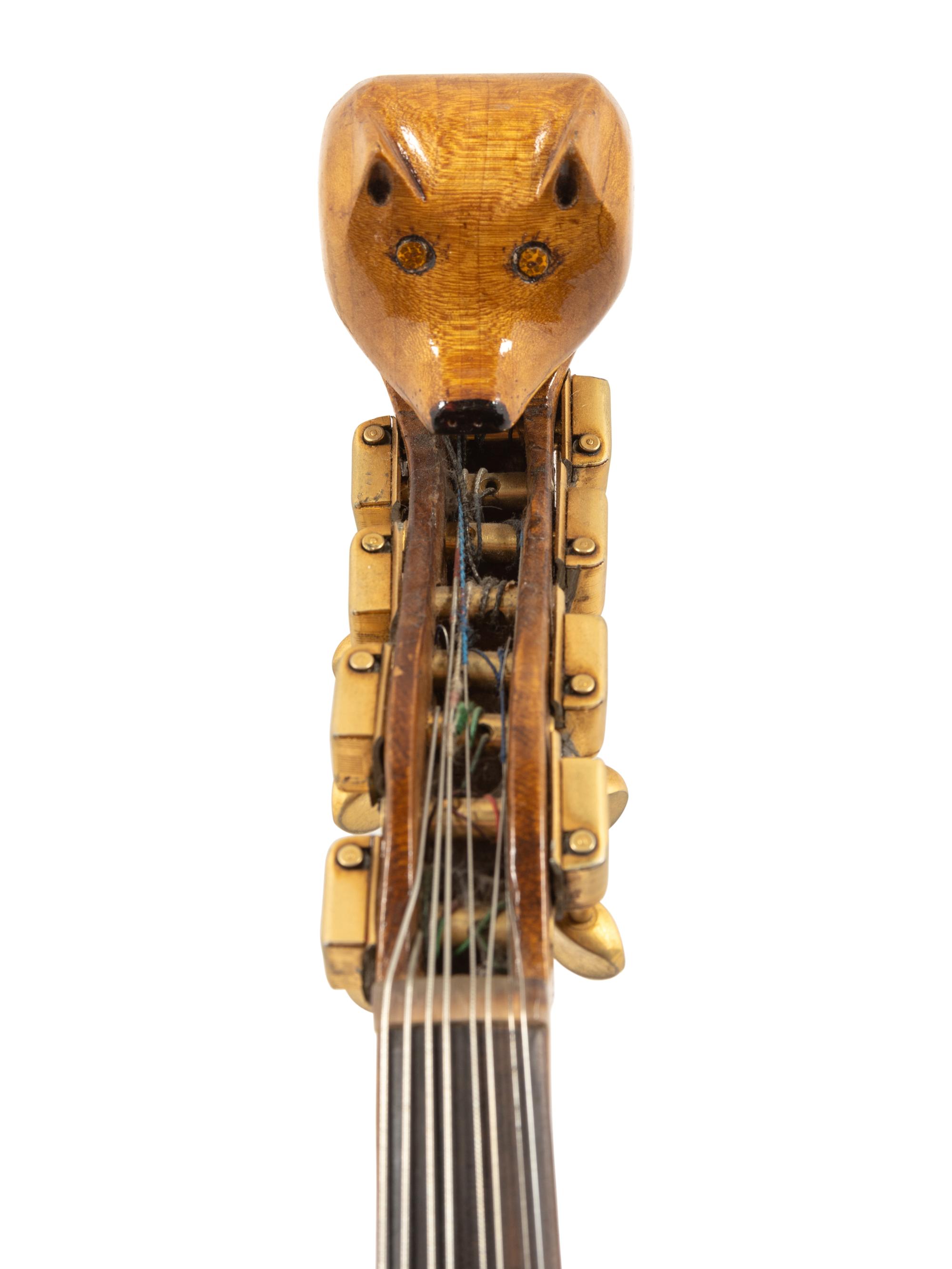 An American Pine 8-String Violin with Carved Bear's Head