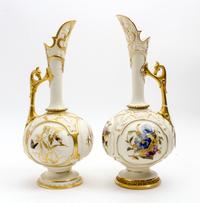 A Pair Royal Worcester Porcelain Ewers Height 14 1/2 inches. — 1886