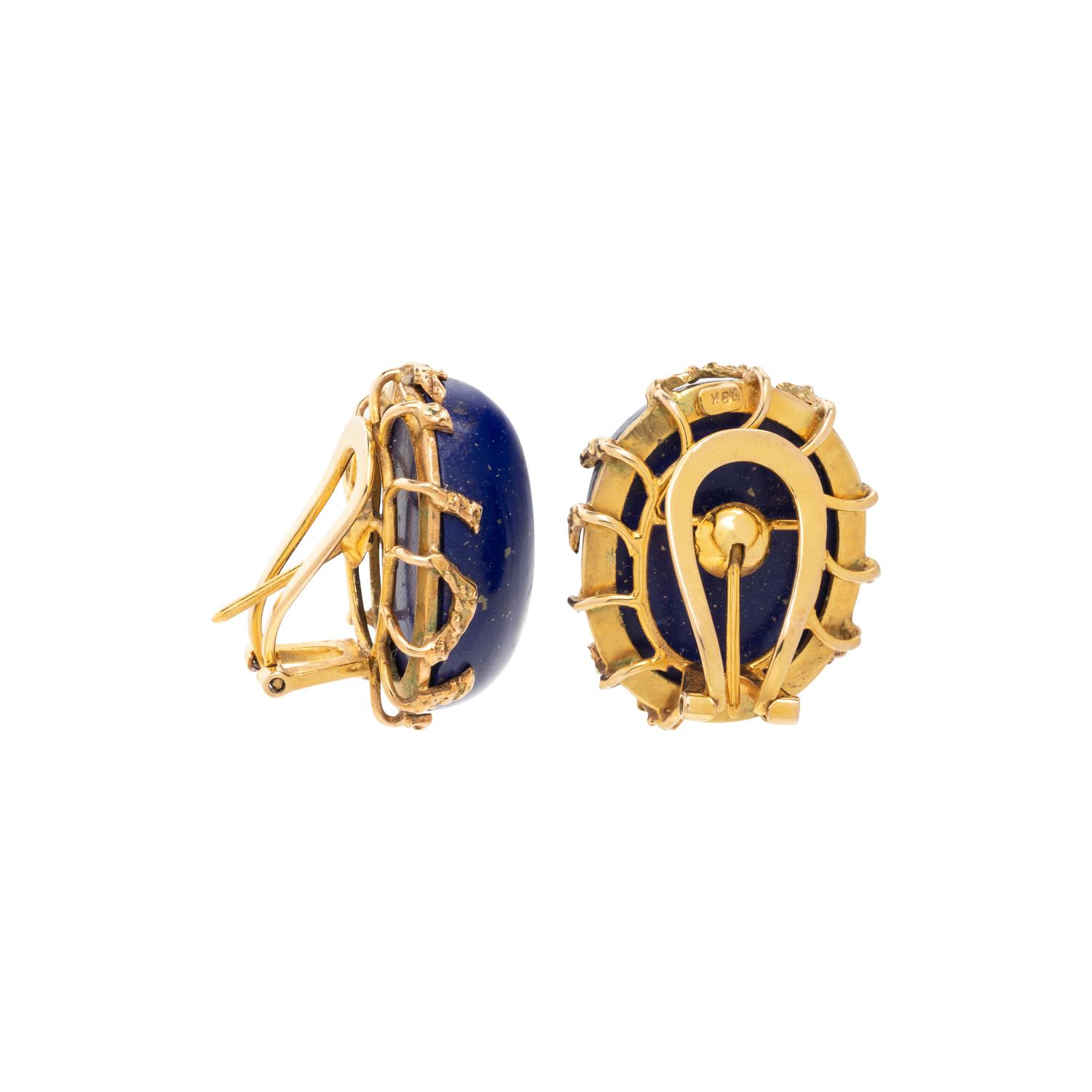 YELLOW GOLD AND LAPIS LAZULI EARCLIPS