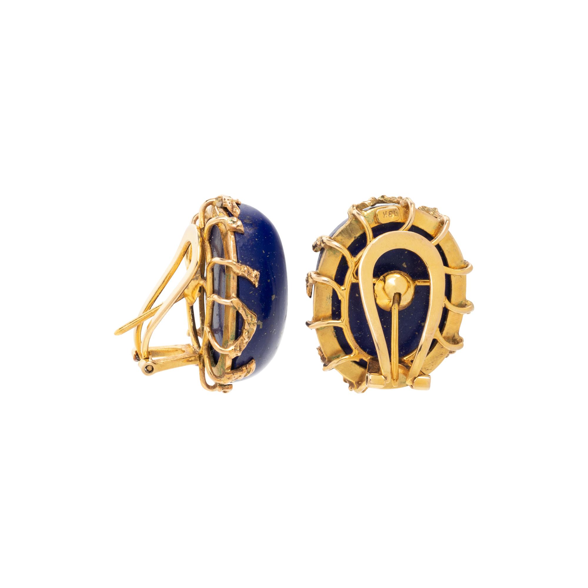 YELLOW GOLD AND LAPIS LAZULI EARCLIPS