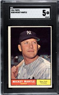 A 1961 Topps Mickey Mantle Baseball Card No. 300 (SGC 5 EX)
