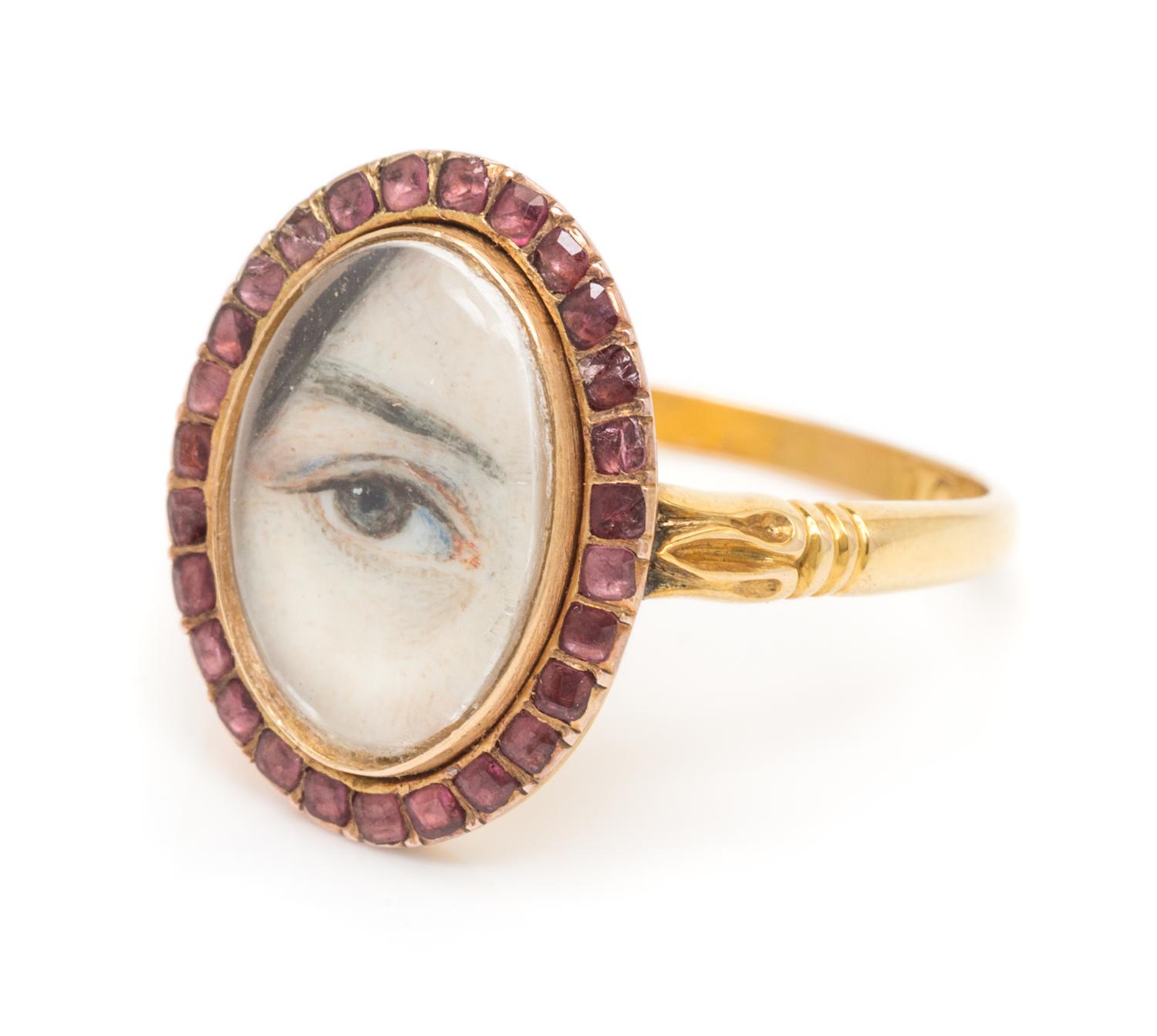 A Georgian Gold and Garnet Lover's Eye Ring, 2.70 dwts.
