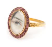 A Georgian Gold and Garnet Lover's Eye Ring, 2.70 dwts.