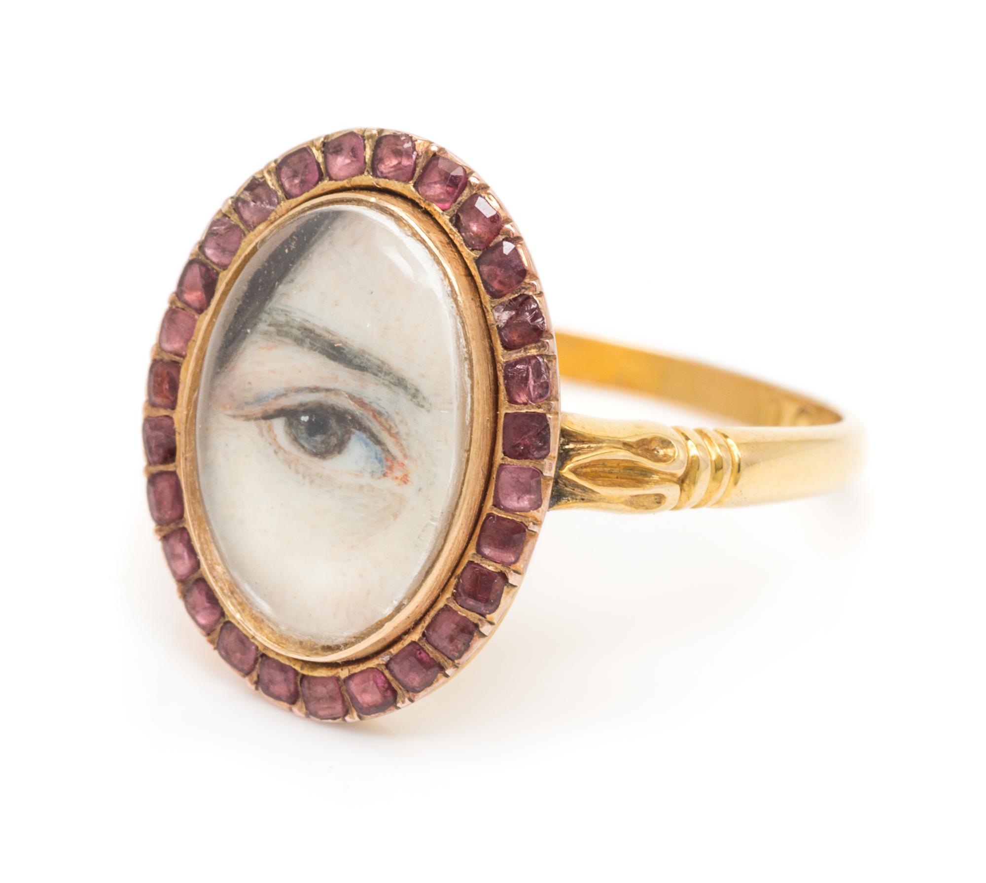 A Georgian Gold and Garnet Lover's Eye Ring, 2.70 dwts.