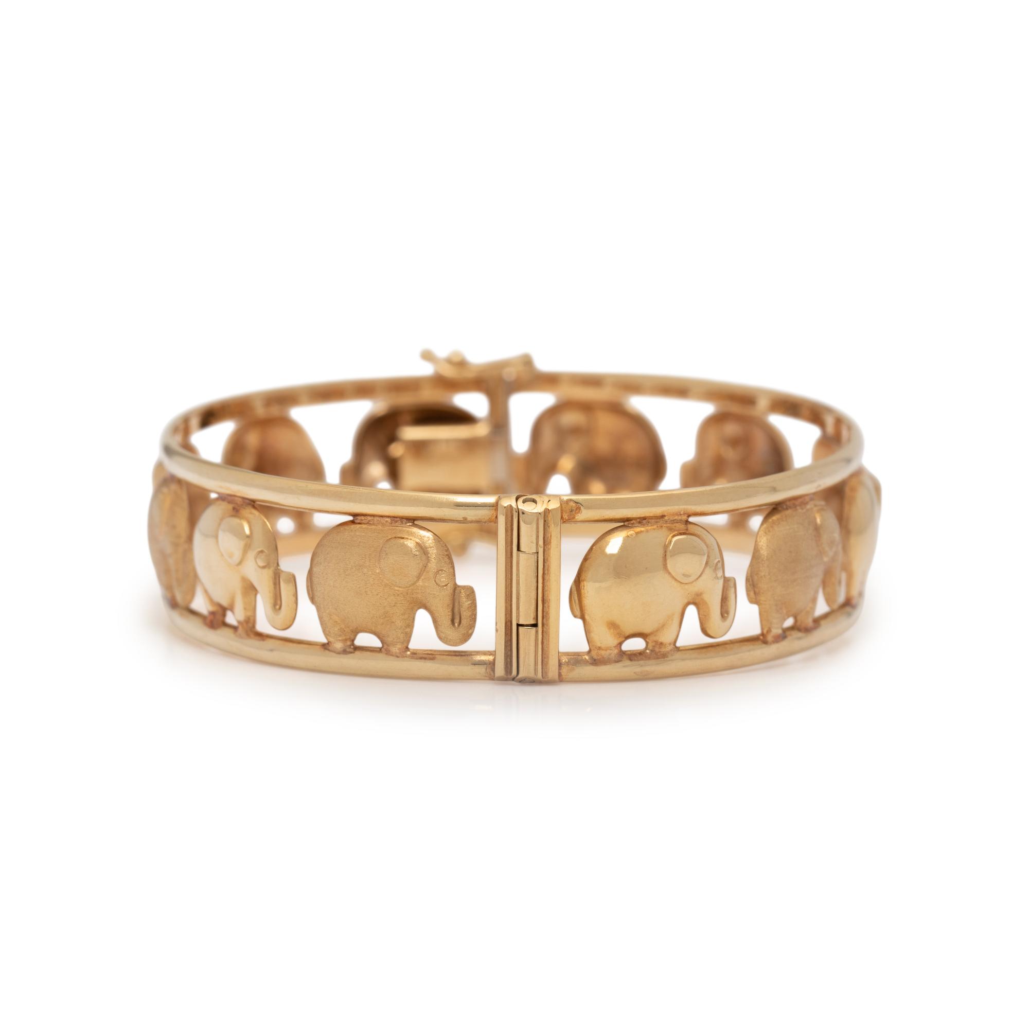 YELLOW GOLD ELEPHANT MOTIF BANGLE BRACELET