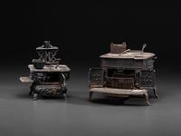 Two Salesman's Sample or Child's Toy Cast Iron Stoves