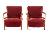 A Pair of Art Deco Velvet Upholstered Armchairs