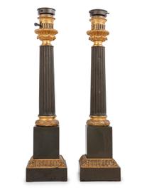 A Pair of Neoclassical Bronze Table Lamps