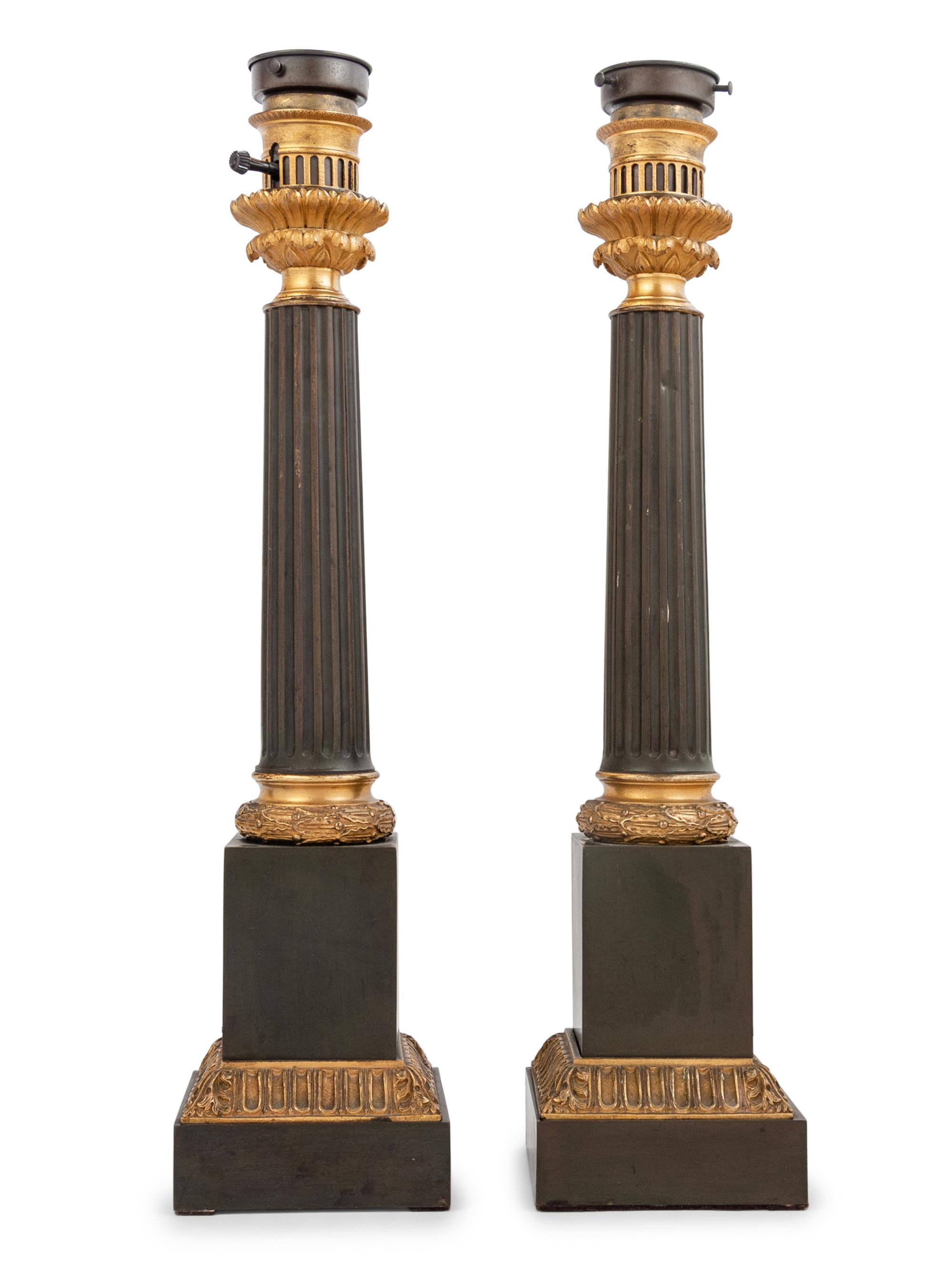A Pair of Neoclassical Bronze Table Lamps