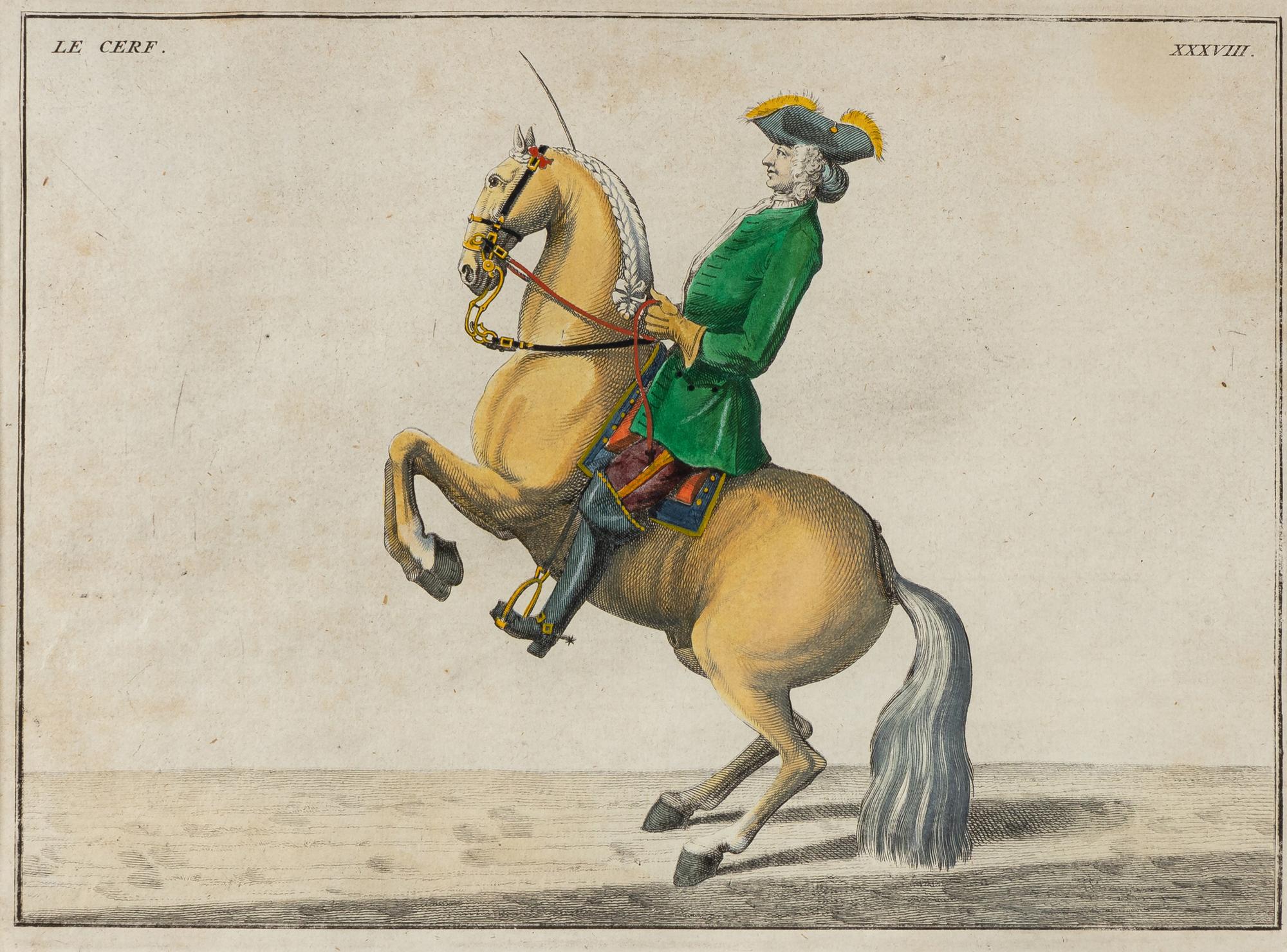 A Set of Four French Hand-Colored Engravings