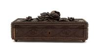 A Continental Carved Wood Table Casket, Width 11 1/2 inches.